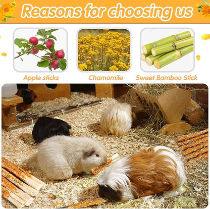 Apple Sticks for Rabbits, Natural Bunny Chew Toys Wood Treats Food for Small Animals,Hamsters, Chinchillas Squirrel Bunny Guinea Pigs Small Pet Apple Chew Sticks