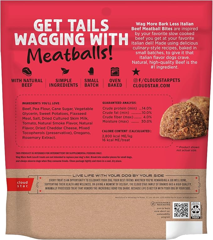 Cloud Star Wag More Bark Less 14 oz Grain Free Meatballs Dog Treats with Beef (19118)