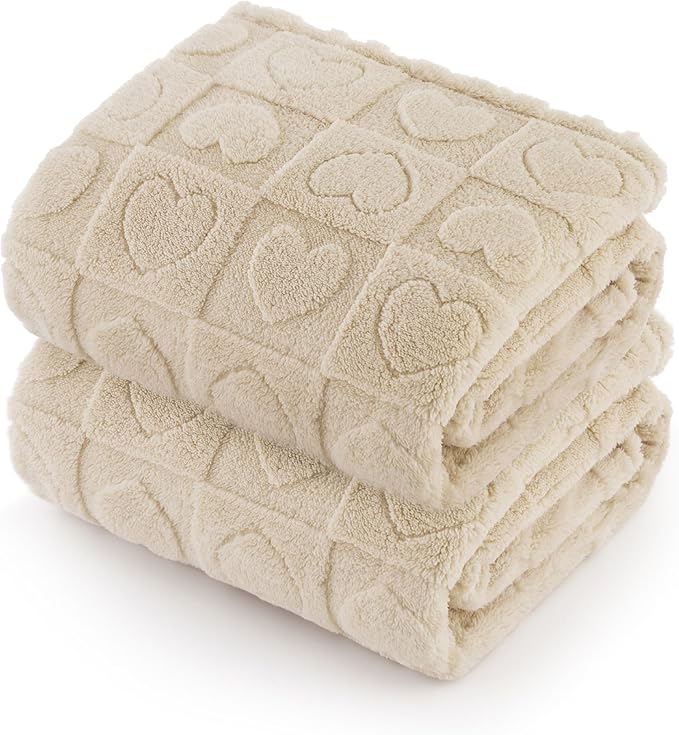 Bedsure 1 Pack 2 Dog Blankets for Small Dogs - 2pcs Washable Soft Fluffy Puppy Blanket with Premium 300GSM Coral Fleece, Cozy Cat Blankets for Indoor Cats, Fuzzy Pet Blanket for Kitten Doggy, White