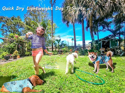 Dog Hawaiian Shirts,Summer Cooling Quick Dry Mesh Breathable Lightweight Tee-Shirt for Large Boy Girl Dog,Pink+Blue XXXL