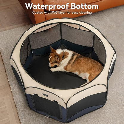 A4Pet Portable Dog Playpen for Small Dogs, 27" Foldable Small Pet Playpen for Puppy/Cat/Rabbit/Chick, Indoor Cat Playpen with Removable Zipper & Mesh Panel(11_ _ 7.5_)