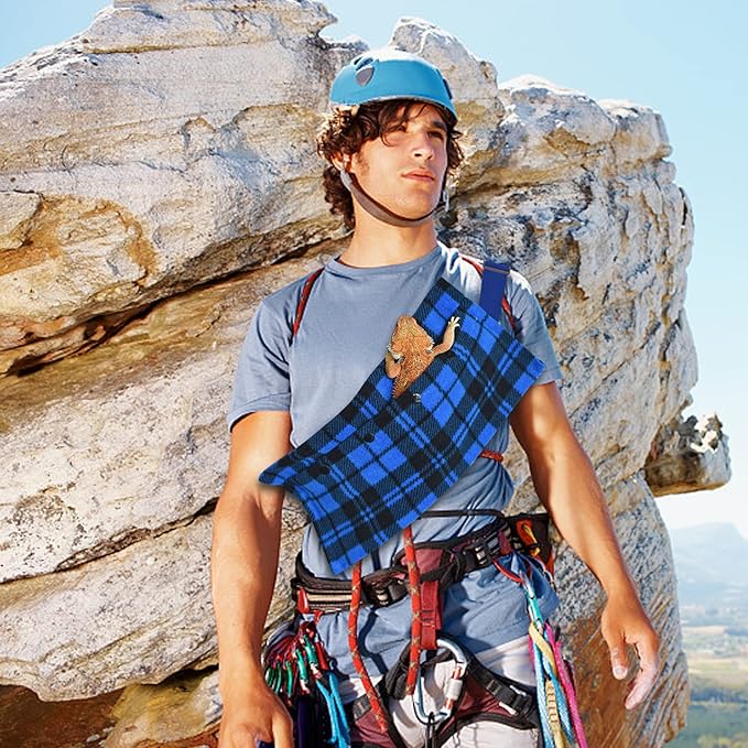 LIKZINWA Small Animal Sling Carrier,Bearded Dragon Carrier Lizard Carrier and Reptile Carrier with Adjustable Strap (Blue-Square)+UV Sensor Card