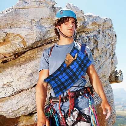 LIKZINWA Small Animal Sling Carrier,Bearded Dragon Carrier Lizard Carrier and Reptile Carrier with Adjustable Strap (Blue-Square)+UV Sensor Card