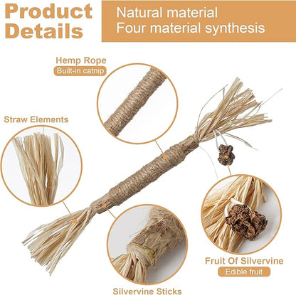 PAZ'S GIFT Cat Toys Catnip Toys Cat Kick Toy Natural Silvervine Catnip Sticks Kitten Teeth Molar Chew Toys, cat Indoor Toys Interactive cat Cleaning Teeth,Reduce Obesity and Loneliness 5-Pack