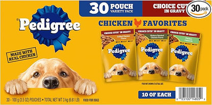 Pedigree Choice Cuts in Gravy Adult Soft Wet Dog Food 30-Count Variety Pack, 3.5 oz. Pouches