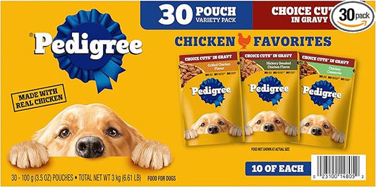 Pedigree Choice Cuts in Gravy Adult Soft Wet Dog Food 30-Count Variety Pack, 3.5 oz. Pouches