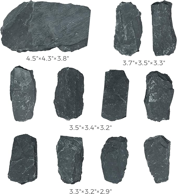 2-6 Inches Natural Slate Rocks 11 PCS Aquarium Stones for Aquascaping, Aquarium Landscaping, Terrariums, Fish Tank Decoration, Vivariums, Paludarium, Reptile and Amphibian Enclosures