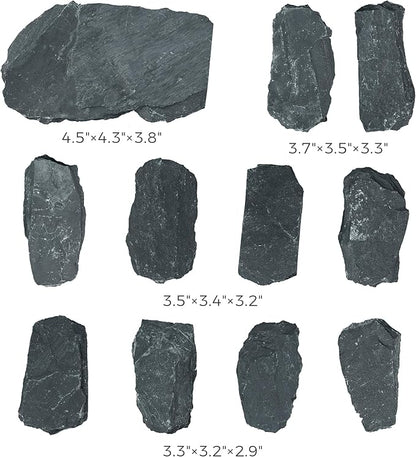 2-6 Inches Natural Slate Rocks 11 PCS Aquarium Stones for Aquascaping, Aquarium Landscaping, Terrariums, Fish Tank Decoration, Vivariums, Paludarium, Reptile and Amphibian Enclosures
