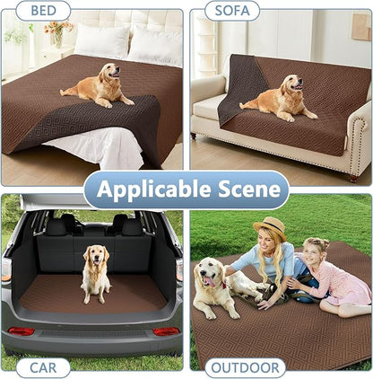 hyha Waterproof Dog Blanket, Soft Dog Bed Cover Pet Blankets, Waterproof Sofa Couch Cover for Dogs Washable, Reversible Pet Couch Covers for Sofa Furniture (52x82 Inch, Brown/Chocolate)