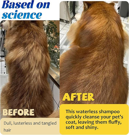 Waterless Dog Shampoo No Rinse Puppy Dry Hypoallergenic Shampoo and Conditioner - Soothing and Deodorizing Quickly Cleans Smelly Dogs and Cats (11.84 fl oz/350ml)