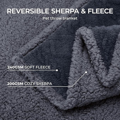 Waterproof Pet Blanket, Liquid Pee Proof Dog Blankets for Sofa Bed Couch, Reversible Sherpa Fleece Furniture Protector Cover for Small Medium Large Dogs Cats,Dark Grey Largeï¼65" x 57"ï¼