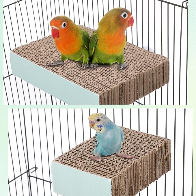 Nuanchu 6 Pcs Bird Perch Stand Toy Parrot Cardboard Platform Bird Paw Grinding Stand Parrot Cage Playground for Macaws Sparrows Parakeet Cockatiel Lovebird(Simple Style)
