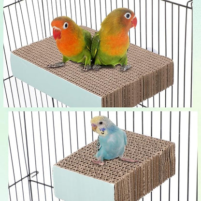 Nuanchu 6 Pcs Bird Perch Stand Toy Parrot Cardboard Platform Bird Paw Grinding Stand Parrot Cage Playground for Macaws Sparrows Parakeet Cockatiel Lovebird(Simple Style)
