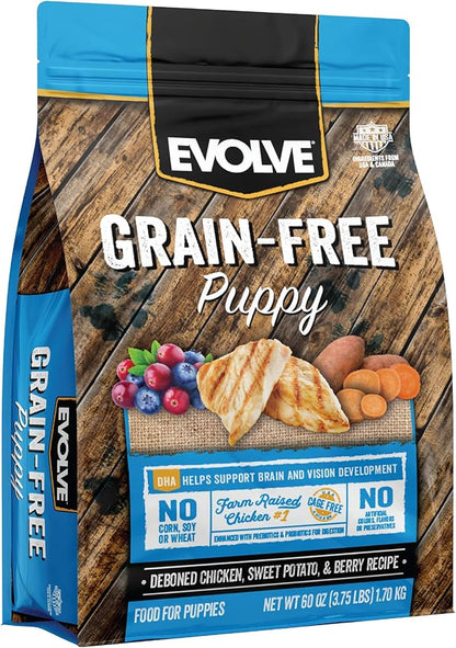 Evolve Grain Free Puppy Dog Food with Deboned Chicken, Sweet Potato & Berry, 4lb