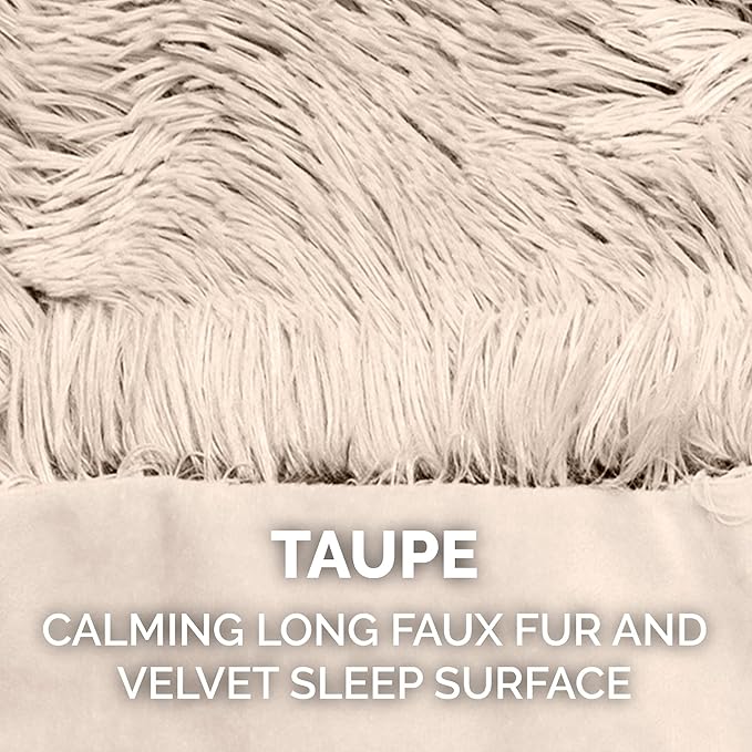 Furhaven Waterproof Throw Blanket for Dogs & Indoor Cats, Washable - Shaggy Plush Calming Long Faux Fur & Velvet Dog Blanket - Taupe, Medium