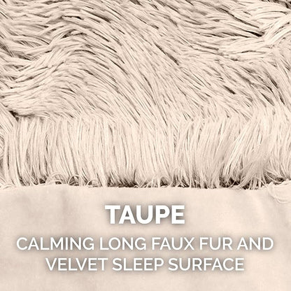 Furhaven Waterproof Throw Blanket for Dogs & Indoor Cats, Washable - Shaggy Plush Calming Long Faux Fur & Velvet Dog Blanket - Taupe, Medium
