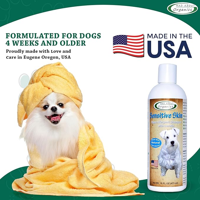 Dog Shampoo for Sensitive Skin - Lanolin-Enriched Formula - pH Balanced to Support Natural Oils - Light Citrus Scent - Suitable for All Dogs - Moisturizes and Softens Coats - 16 oz
