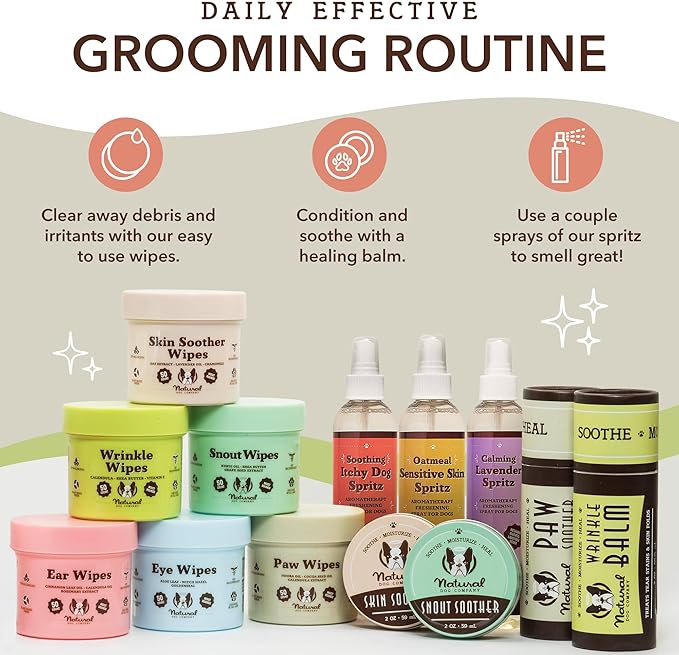 Natural Dog Company Healing Balm Wipes & Travel Sticks Bundle, Hypoallergenic, Cleaning & Deoderizing Wipes for Dogs, Plant Based, Made in USA