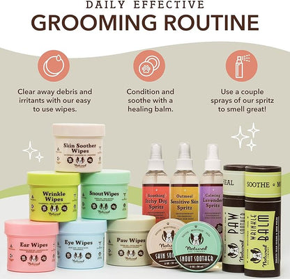 Natural Dog Company Healing Balm Wipes & Travel Sticks Bundle, Hypoallergenic, Cleaning & Deoderizing Wipes for Dogs, Plant Based, Made in USA