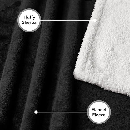 PetAmi Waterproof Dog Blanket for Small Medium Dog, Pet Puppy Blanket Couch Cover Protection, Sherpa Fleece Cat Blanket Washable Throw Couch Sofa Bed Furniture Protector Reversible Soft 29x40 Black
