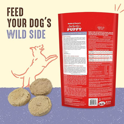 Stella & Chewy's Freeze Dried Raw Dinner Patties  Crafted for Puppies  Grain Free, Protein Rich Perfectly Puppy Chicken & Salmon Recipe  5.5 oz Bag