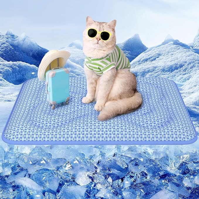 Rywell Dog Cooling Mat,24 * 18 Super Thick & Comfortable Cooling Mat for Dog with Arc-Chill 3.0 & PCM Tech(Q-Max>0.5), Endothermic Color Changing&Dual Sided for All-Year Use, Portable for Pet Bed