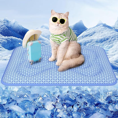 Rywell Dog Cooling Mat,24 * 18 Super Thick & Comfortable Cooling Mat for Dog with Arc-Chill 3.0 & PCM Tech(Q-Max>0.5), Endothermic Color Changing&Dual Sided for All-Year Use, Portable for Pet Bed