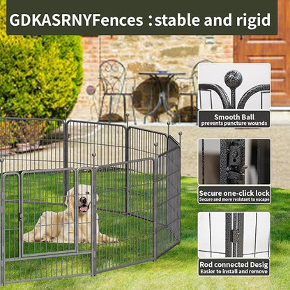 Dog Playpen,32/40/45 Inch Height in Heavy Duty, Folding Indoor Outdoor Anti-Rust Dog Exercise Fence, Portable Pet Playpen with Door for Large Medium Small Dogs and Pet (32 Panels, 45 Inch) Silver
