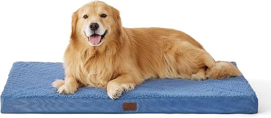 Bedsure XL Dog Bed for Large Dogs - Orthopedic Waterproof Dog Beds with Removable Washable Cover, Egg Foam Pet Bed Mat, Blue Wave