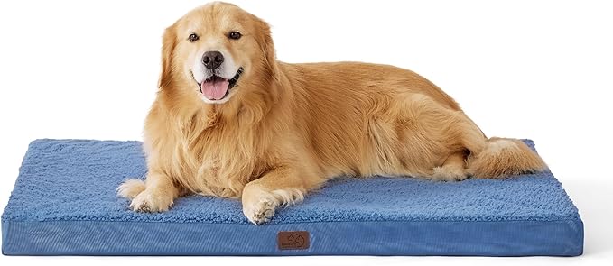 Bedsure XL Dog Bed for Large Dogs - Orthopedic Waterproof Dog Beds with Removable Washable Cover, Egg Foam Pet Bed Mat, Blue Wave