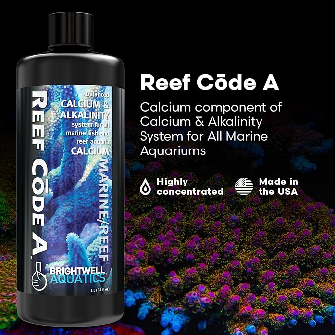 Brightwell Aquatics - Reef Code A - Balanced Calcium & Alkalinity System Water Conditioner - for All Saltwater Marine Fish & Reef Fish Tanks - Aquarium Water Treatments, 33.8 fl oz