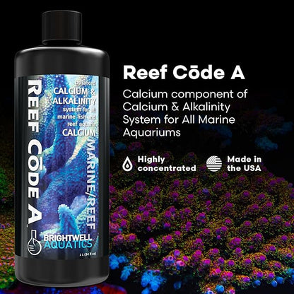 Brightwell Aquatics - Reef Code A - Balanced Calcium & Alkalinity System Water Conditioner - for All Saltwater Marine Fish & Reef Fish Tanks - Aquarium Water Treatments, 33.8 fl oz