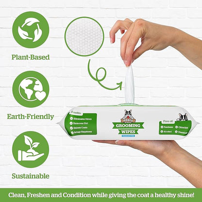 Pogi's 300 Unscented Dog Poop Bags w/Handles and 100 Plant-based Grooming Wipes Bundle