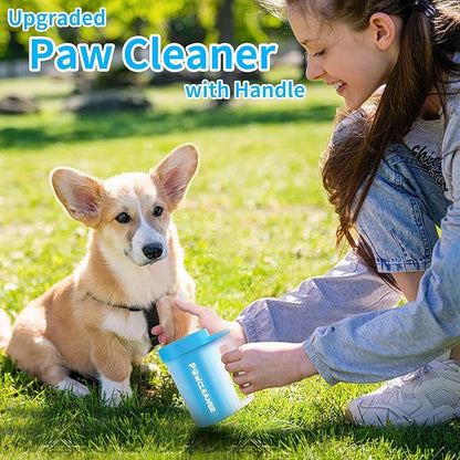 Dog Paw Cleaner for Dogs, (with 3Pcs Absorbent Towels & Adjustable Bath Brush) Dog Paw Washer, Pet Foot Cleaner (Blue, Medium)