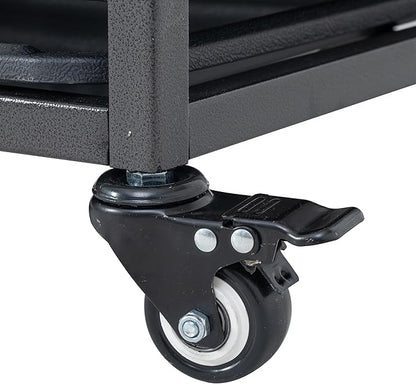 48" Metal Dog Cage with 4 Lockable Casters, Heavy Duty Inoor Dog Kennel with Doors and Roof for Large or Medium Dogs, Black