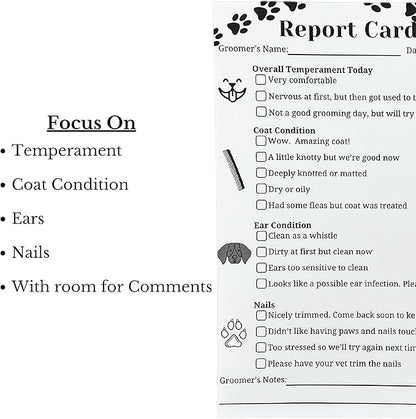 Dog Grooming Report Cards (Pad of 100, 5.5 X 8.5 Inches) Pet groomers report card for grooming salon