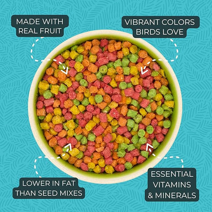 ZuPreem FruitBlend Bird Pellets, Daily Bird Food for Parakeet, Budgie, Parrotlet, Dove, Core Nutrition for Small Birds, Made in USA, Parakeet & Budgie Food (S, 2 lbs)