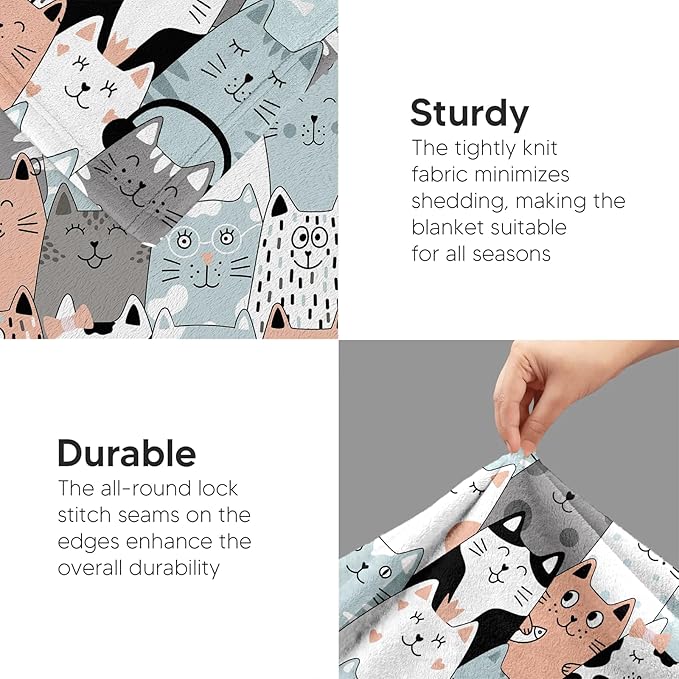 Cat Blanket, Cats Gifts for Girls Women, Cat Gift for Cats Lovers, Birthday Gifts Decor Throw Blanket 50"x60"