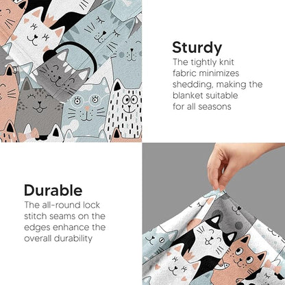 Cat Blanket, Cats Gifts for Girls Women, Cat Gift for Cats Lovers, Birthday Gifts Decor Throw Blanket 50"x60"