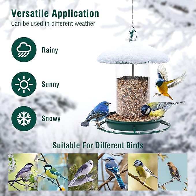 Pack of 2 Bird Feeder for Outdoor Hanging. Green