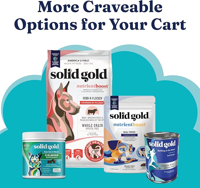 Solid Gold Beef Bone Broth for Dogs - Grain Free Dog Food Topper Rich in Collagen and Superfoods - Nutrient Dense Dog Gravy Topper for Dry Food - Promotes Gut Health and Hydration - 12 Pack