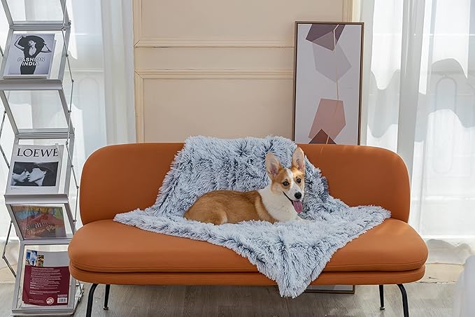 PJYuCien Fluffy Fleece Calming Pet Throw Blanket, Super Soft and Warm for Indoor Cats and Dogs, Large 30 * 40", Machine Washable, Grey Puppy Blanket