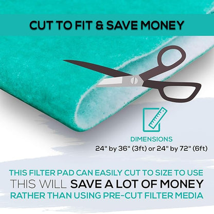 Aquarium Polishing Filter Pad 100 Micron Filters Media Pads - Cut to Fit 24" by 36" - for Fish Tanks, Aquaculture, Hydroponics - USA Manufacturer (3 Pack)