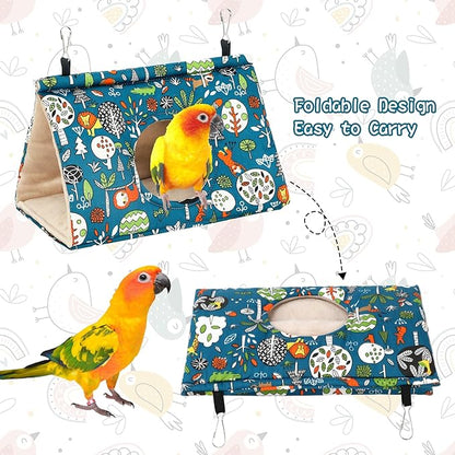 Rypet Winter Warm Bird Nest House - Hanging Hammock Velvet Shed Hut Cage Plush Fluffy Birds Hideaway Sleeping Bed Fuzzy for Parrot Parakeet Cockatiels Budgies Lovebird Mediumï¼_lueï¼