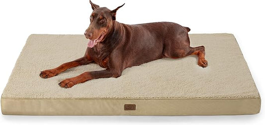 Bedsure Jumbo Dog Bed for Large Dogs - XXL Orthopedic Waterproof Dog Beds with Removable Washable Cover, Egg Crate Foam Pet Bed MatKhaki