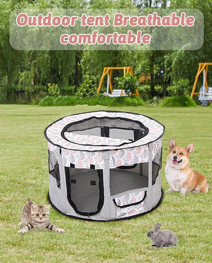 BNOSDM Cat Small Dog Playpen with Zippered Top Portable Puppy Play pens Cage Kitten Foldable Pop Up Dogs Kennel Tent Indoor Outdoor Travel Use Exercise Yard Fence for Kittens Cats Puppies