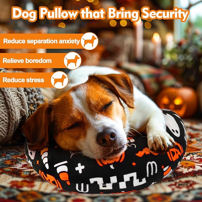 Mity rain Dog Pillow, Dog Calming Pillow Large 14.2" * 9.4", Anxiety Relief Pillow for Dog, Ultra Soft High Density Neck Pillow for Joint Relief Sleeping Improve, Pet Calming Pillow (Halloween)
