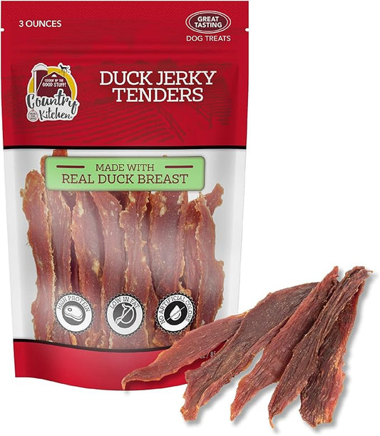 Duck Jerky Tender Dog Treats, High Protein, Low Fat, No Artificial Colors, 3 oz