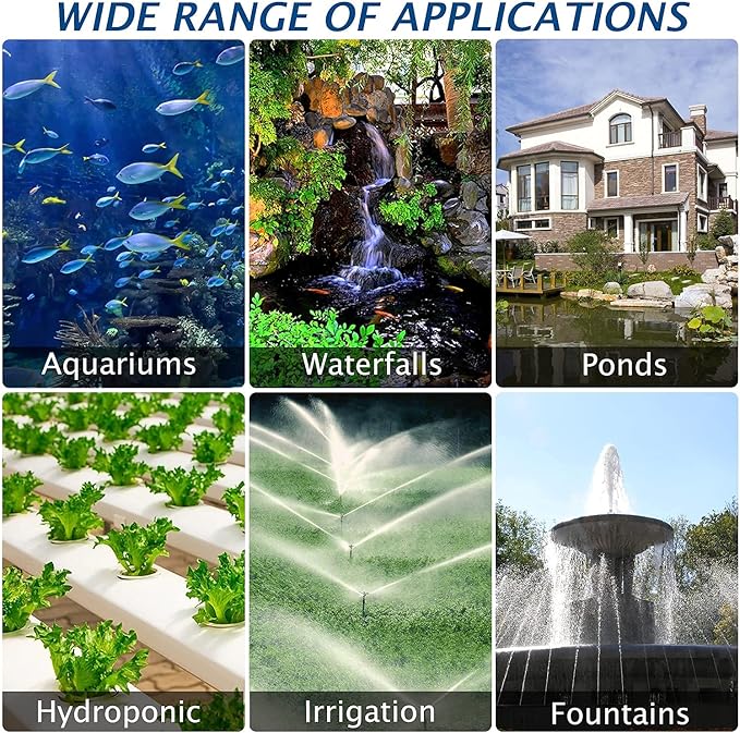 WaterRebirth (2200GPH-120W,UL listed) High Flow Large Fountain Submersible Water Pond Sump Pump Aquarium Electric Waterfall Pump Outdoor PS-2200