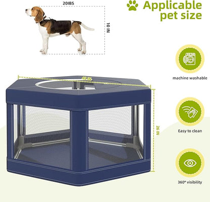 Dog Playpen 45x45 Inch, Hexagonal Type Puppy PlayPen with Gate for Puppies, Cat, Pet PlayPen with Roof for Outdoors & Indoors, Thickened Fabric, Safe & Sturdy Dog Fence